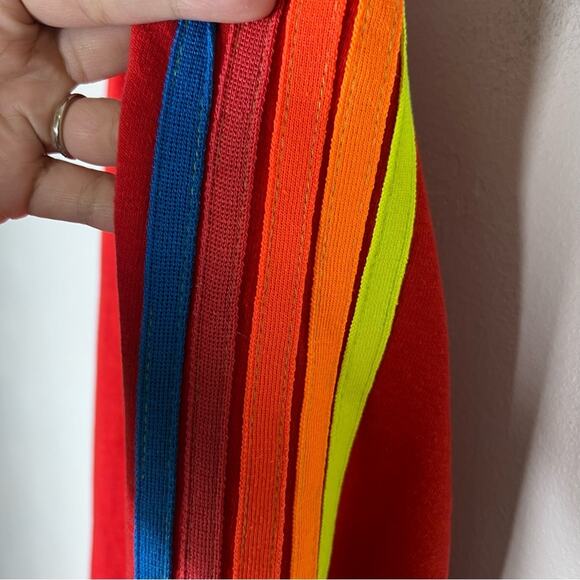 Aviator Nation 5 Stripe Sweatpants Red Neon Rainbow Sz S - Picture 3 of 8